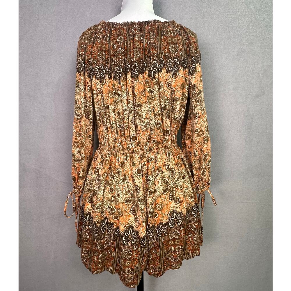 Free People So Divine Boho Floral Off The Shoulder Romper Peasant Sleeve Size XS - Picture 3 of 11